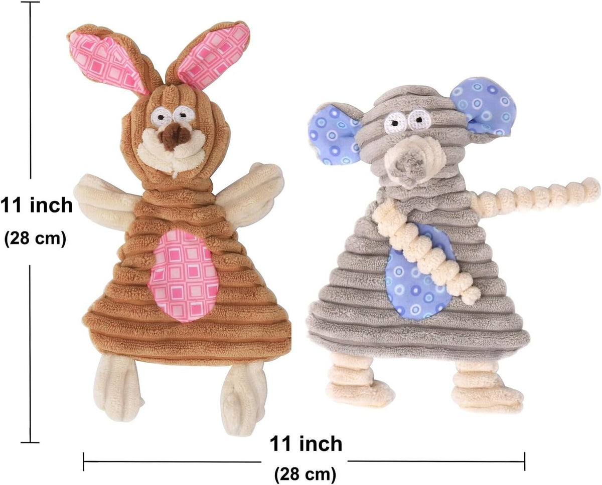 Comtim No Stuffing Dog Toys with Squeaker, Durable Dog Chew Toys, Small Dogs & Puppies, Rabbit & Elephant