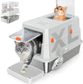 XL Enclosed Stainless Steel Litter Box, Grey