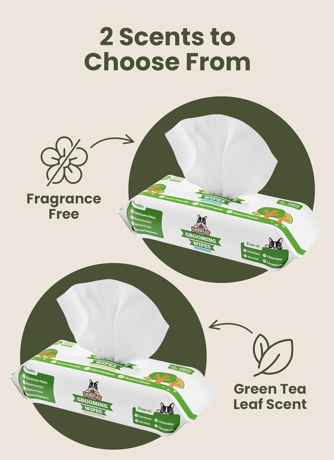 Pogi’s Dog Grooming Wipes – Hypoallergenic Pet Wipes for Paws, Body & Butt – Cleaning & Hydrating, Green Tea Scent, 100 Count 
