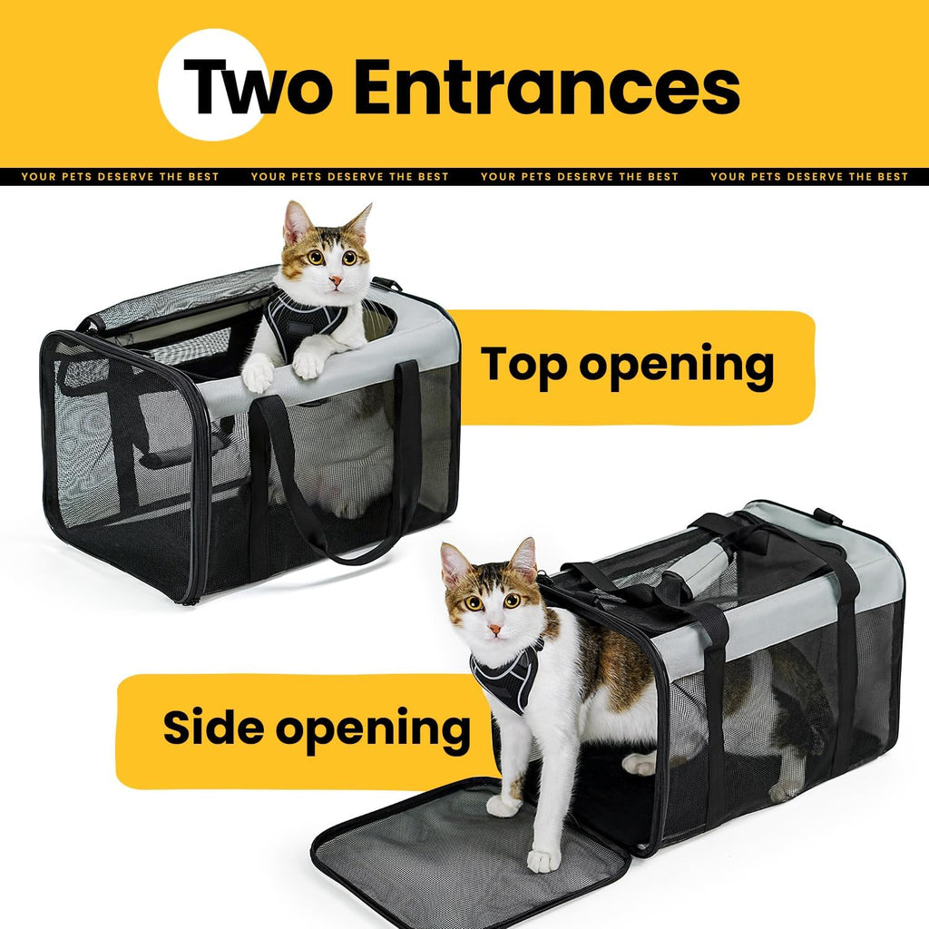 Conlun Cat Carrier Bag,Soft-Sided Pet Carriers for Dogs，M,Grey