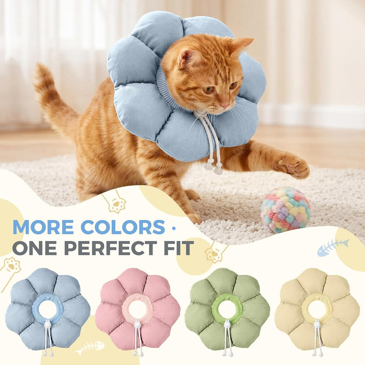 Avont Soft Cat Cone L Grayishblue Post-Surgery Anti-Lick Adjustable