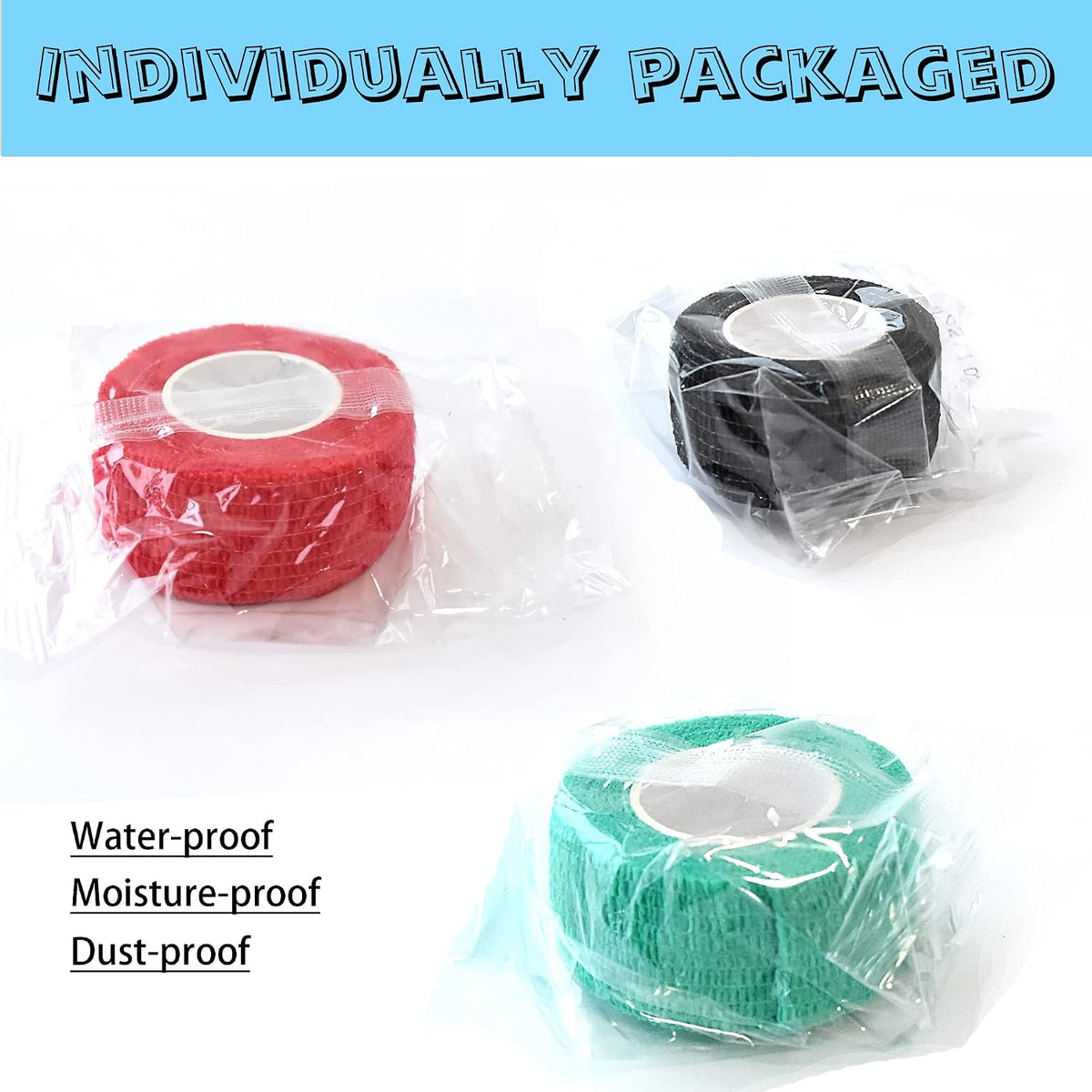 8 Pack 1 x 5 Yards Cohesive Wrap Self Adhesive Bandage Elastic Self Adherent Vet Tape for Athletic, Wrist, Ankle, Knees, Pets (Black)
