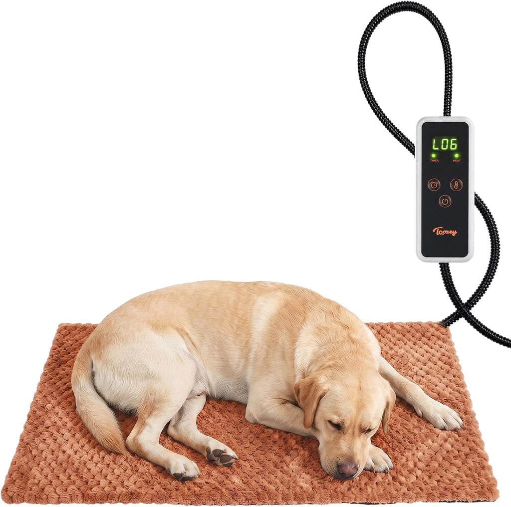 Toozey Dog Heating Pad, Heated Dog Bed, 6 Heat Settings, Timer, 35 x 24 in