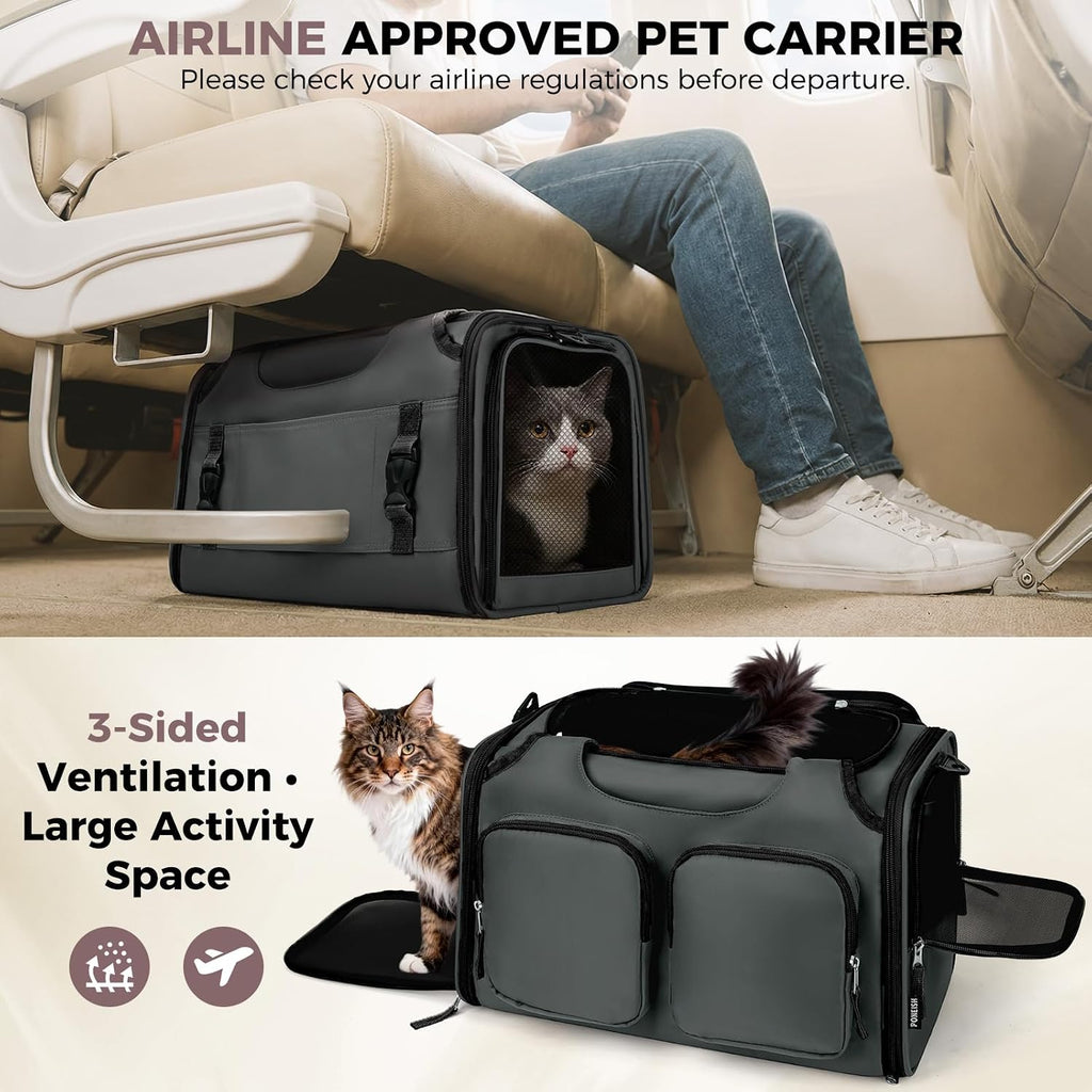 Dog Cat Carrier Airline Approved Collapsible Soft-Sided Pet Travel Bag