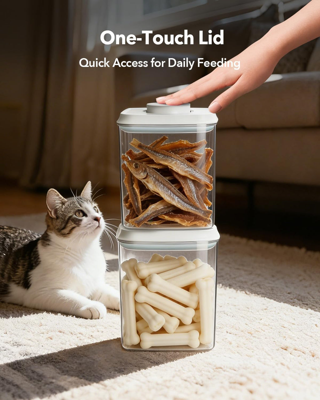 Dog-Cat Food Storage Containers 2 Pack, 4.2 Qt Each, Airtight