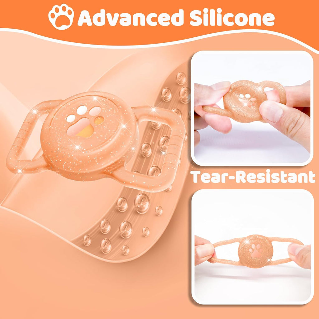 SANKALA Luminous Waterproof Airtag Dog Collar Holder, Orange Glitter