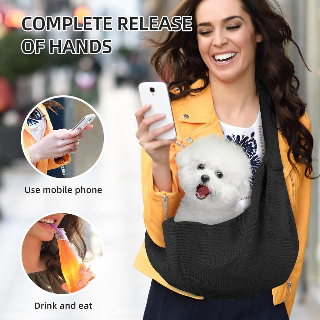 Dog and Cats Carrier Sling, Breathable Puppy Small Pet Carrier with Pocke