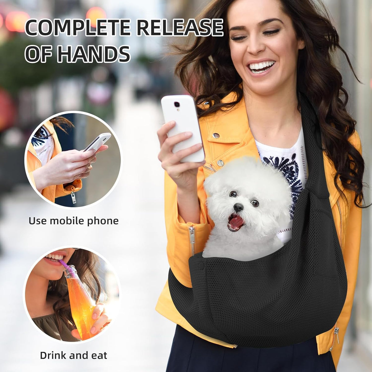 Dog and Cats Carrier Sling, Breathable Puppy Small Pet Carrier with Pocke