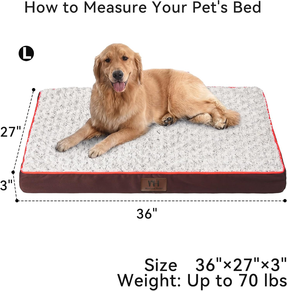 WESTERN HOME WH Orthopedic Dog Beds Large Sized Dog Washable Pet Bed, 36in
