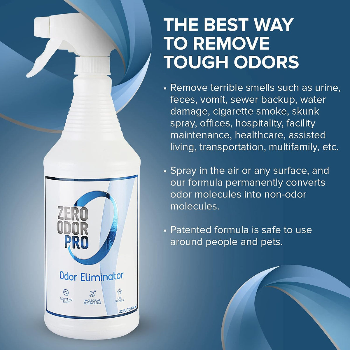 Zero Odor Pro - Commercial Strength Eliminator Odor Neutralizer, Room Deodorizer Odor Eliminator Musty Smell - Strongest Odor Eliminator Trigger Spray, (32-ounce) (Pack of 2)