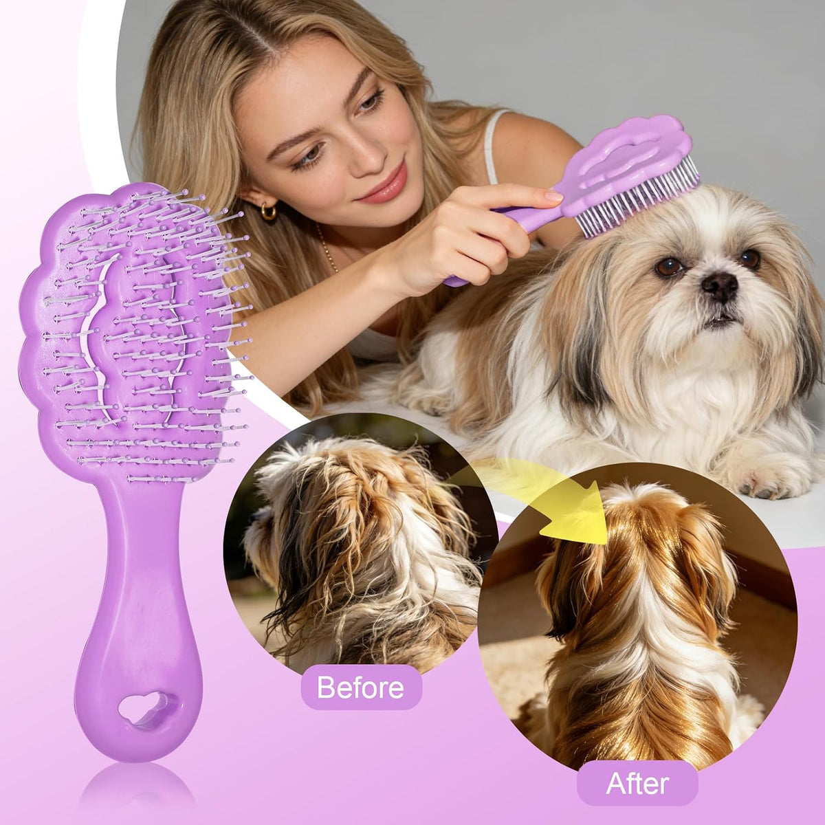 Cloud Shape Small Dog Grooming Brush (Purple) | Perfect for Shih Tzus, Yorkies, and Maltipoos - Ideal Puppy Hair Brushes for Maltese and Small Breeds