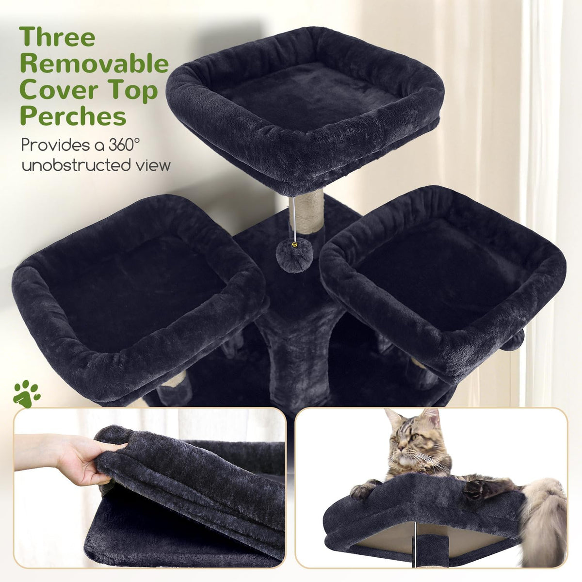Globlazer Cat Tree Tower for Multiple Adult Cats, 82in, F82, Dark Grey