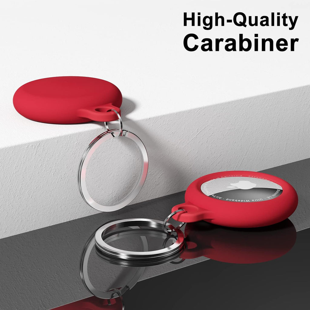 oakxco for Airtag Keychain Silicone, Airtag Holder with Key Ring, Air Tag Cover Cute Accessories for Kids, Luggage, Car Dog Collar, Car, Compatible with Apple Airtag Case Waterproof Tracker, Red