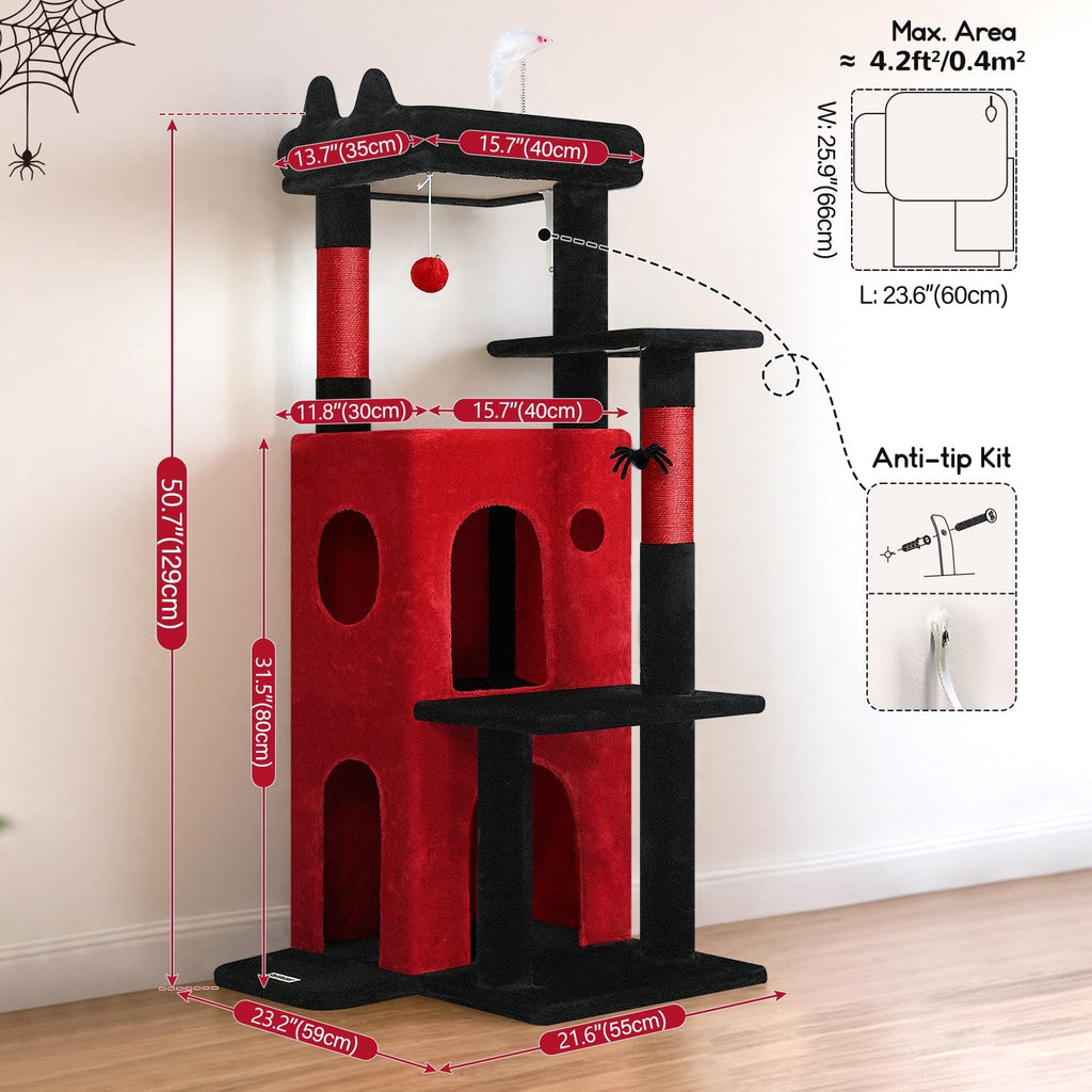 Globlazer Gothic Cat Tree Tower for Indoor Cats Large Adult, FC50, Goth