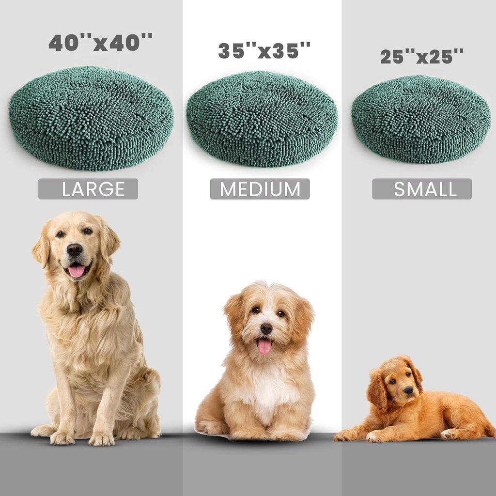 Muddy Mat® Cloud K-9 Bed for Dogs & Cats, Soft & Relaxing Donut Dog Bed, Chenille Material, Removable Cover, Washable & Dryer Safe–Seafoam Green Small(25'x25')