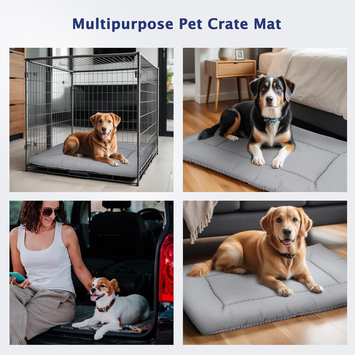 Dog Bed Mat, Crate Pad Reversible,Soft Kennel Washable Crate Mat (Cool and Warm),Pet Sleeping Mattress for Small Medium Dogs XB009 (18''x13'',Corn Velvet Grey)