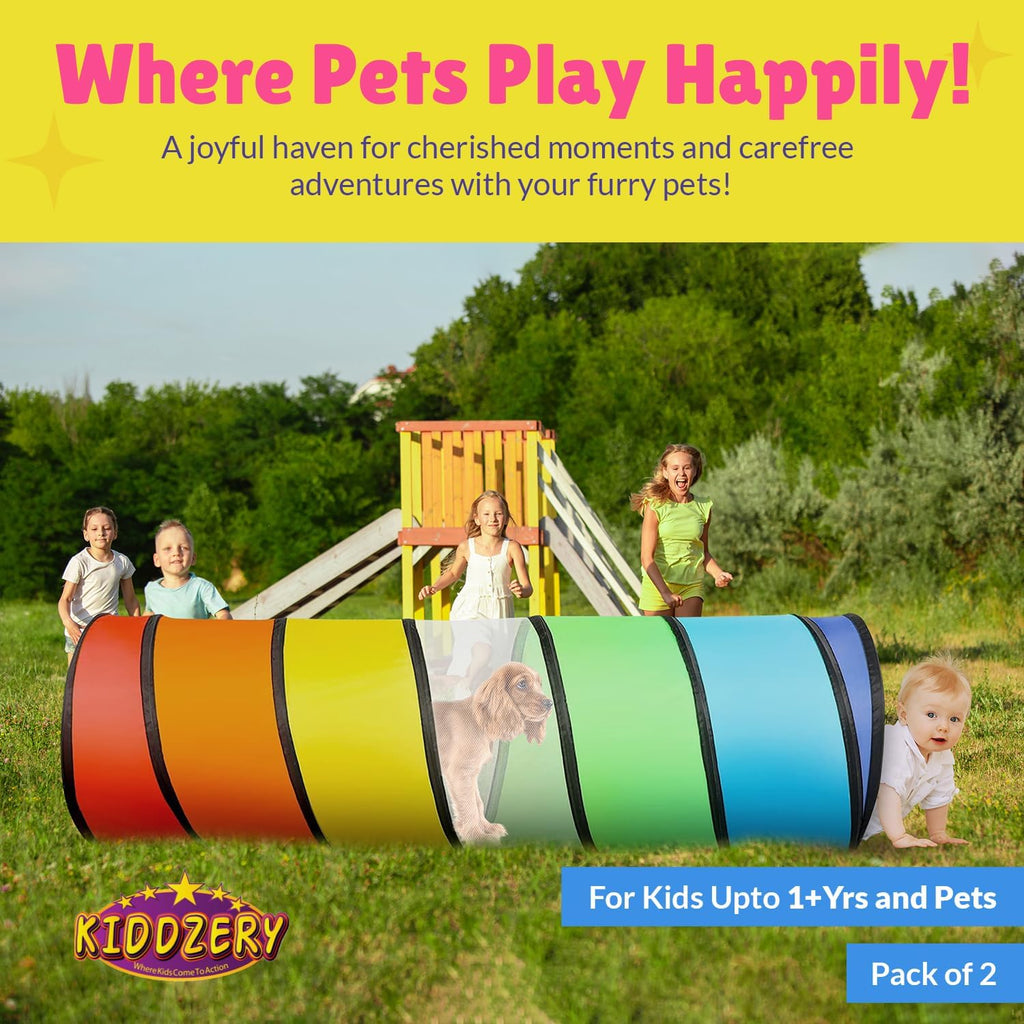 Kids Play Tunnel Set for Toddlers | Double Tunnels for Indoor and Outdoor Fun | Pop-Up Crawl Tunnels for Babies, Toddlers, and Pets | Easy to Set Up, Store, and Transport | Durable and Breathable