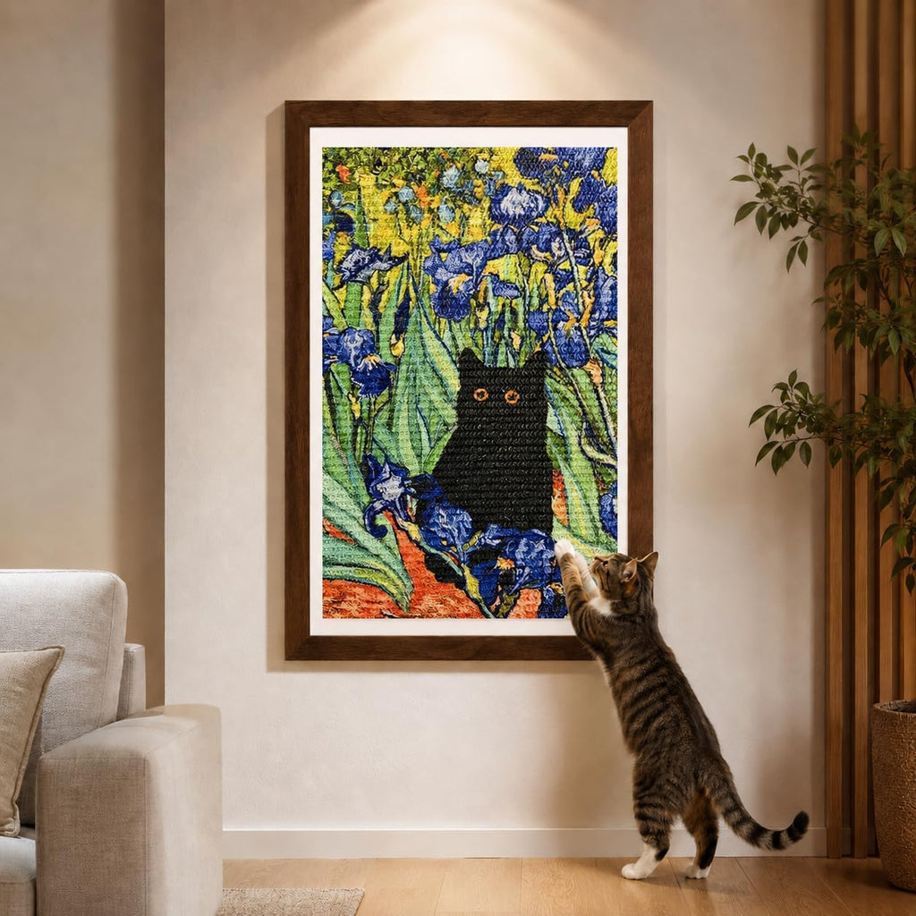 Wall Art Cat Scratcher, Framed Sisal Scratch Pad, No-Drill