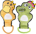 2-Pack Crinkle and Squeaky Dog Toys & Tough Tug of War Set - No Stuffing Chew-Resistant Plush Toys to Keep Them Busy, Best Birthday Gift for Small/Medium/Large Breeds (Ducks & Dino)