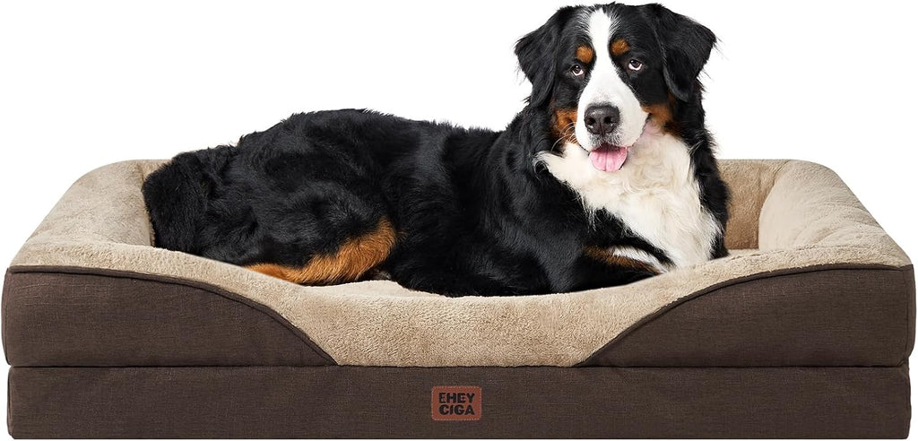 EHEYCIGA Orthopedic XXL Dog Bed for Large Dog, Memory Foam Dog Couch, Brown