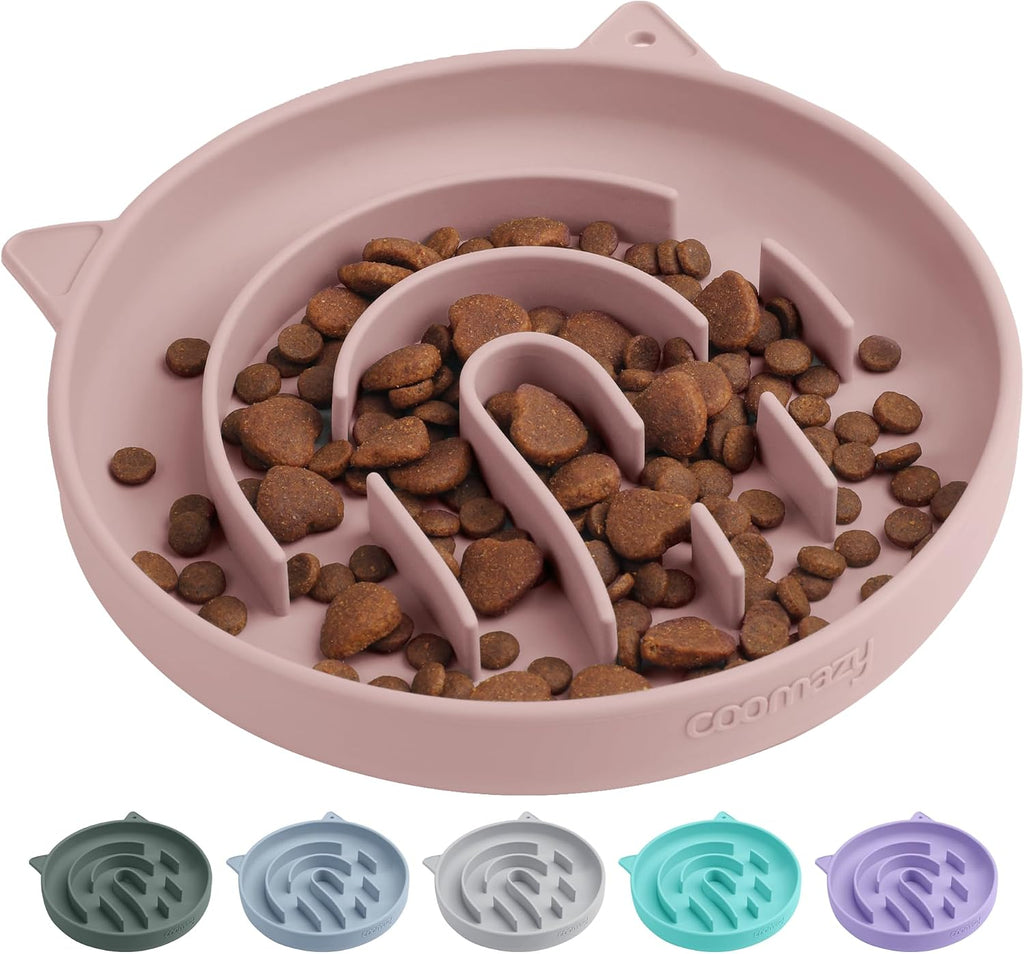Coomazy Slow Feeder Cat Bowl Silicone Pet Puzzle Feeder for Slow Eating