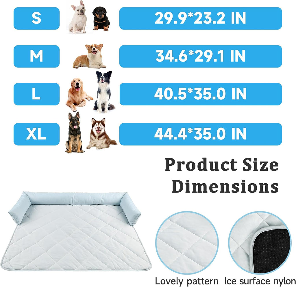 Cooling Blanket for Dogs, Dog Cooling Mat & Bed, Furniture Protector with Removable Washable Pillow, Durable & Breathable Pet Throw for Sofa, Car and Furniture Protector, X-Large