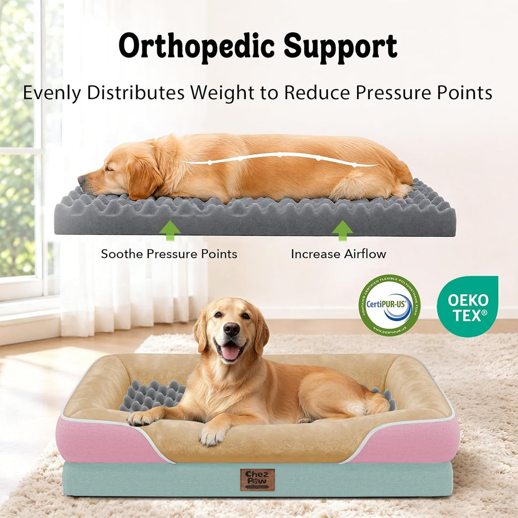 Chez Paw Waterproof Orthopedic XL Dog Bed for Large and Extra Large Dogs