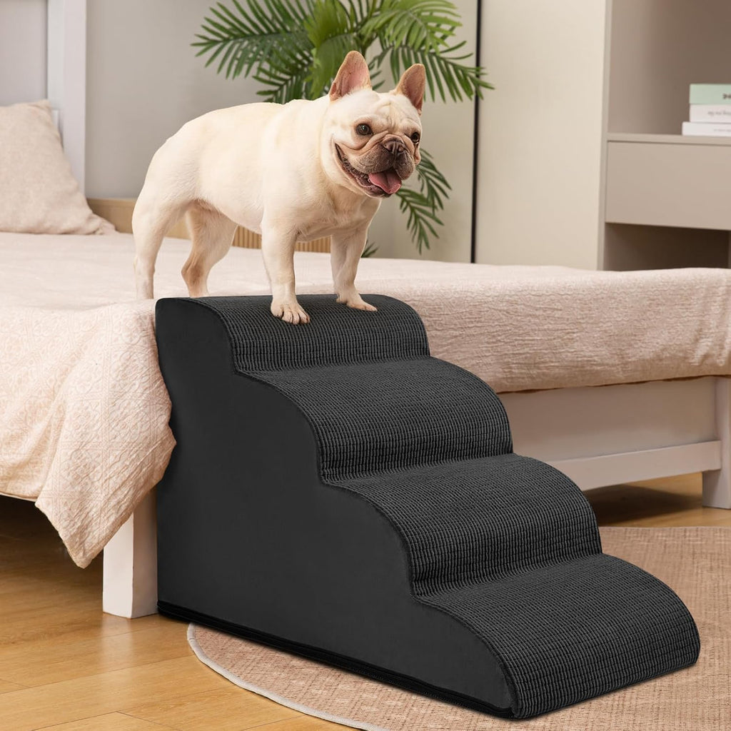 Aodisman Dog Steps for Bed or Couch,4-Step Pet Stairs Ramp for Small Dogs