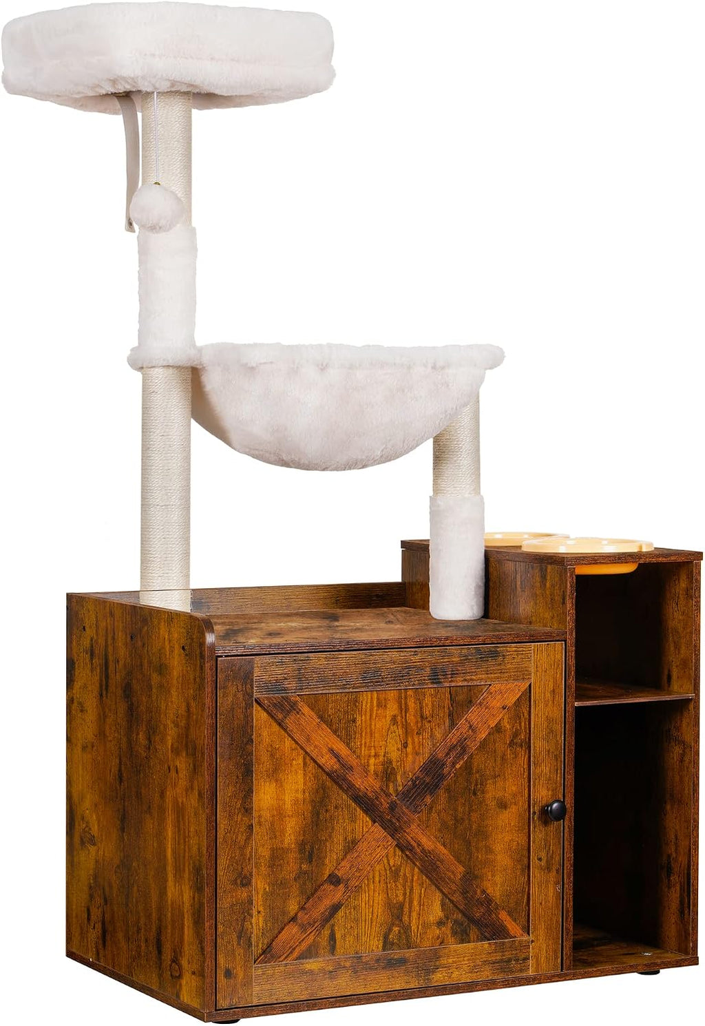 Hey-brother Cat Tree Tower, Food Station, XL Litter Box Enclosure, MPJ101SR
