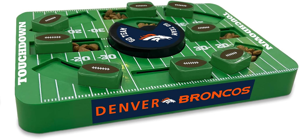Pets First NFL Denver Broncos Large Puzzle Toy for Dogs, Slow Feeder Board for Pets, New Bigger Size, Interactive Doggie Treat Toy
