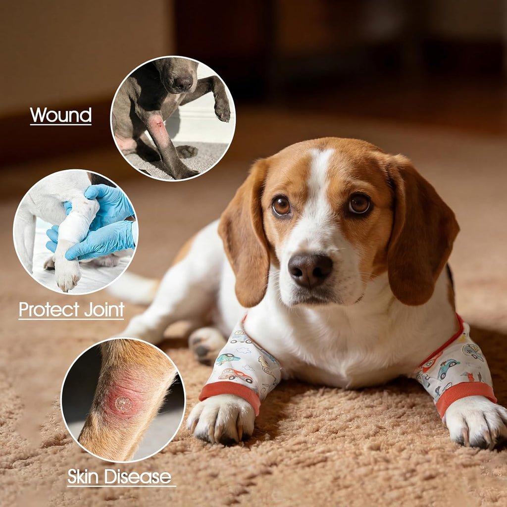 IDOMIK Dog Recovery Suit for Front Legs, Dog Recovery Sleeves,Red,3XL