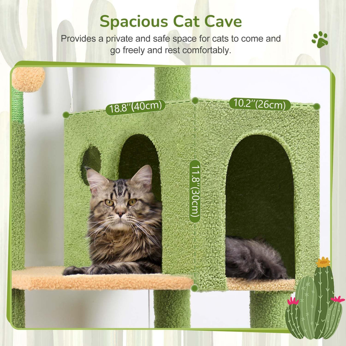 Globlazer Cactus Cat Tree Tower with Scratching Post for Indoor Cats, F53