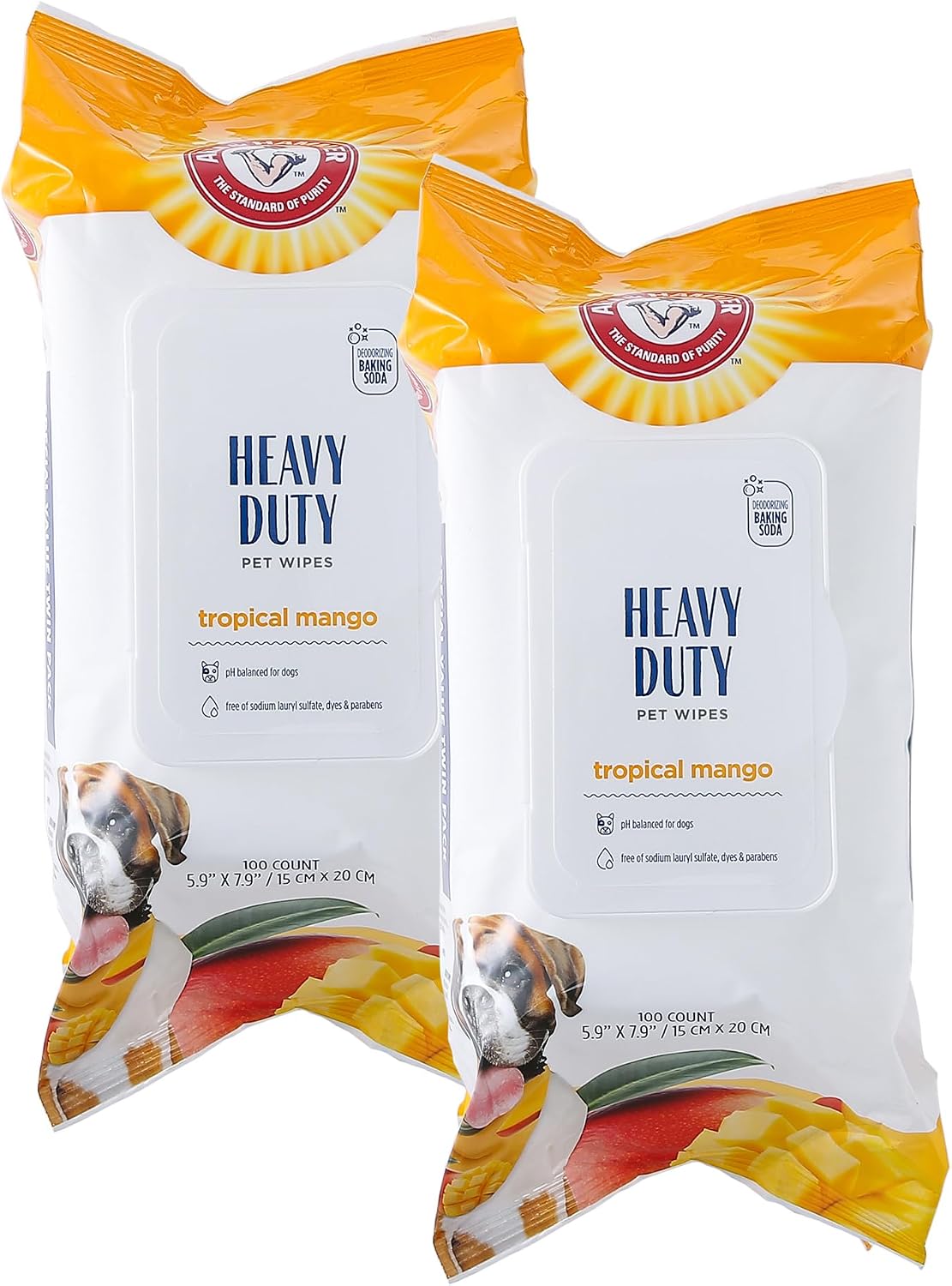 Arm & Hammer Heavy Duty Multipurpose Dog Wipes, Mango Scent, Twin Pack