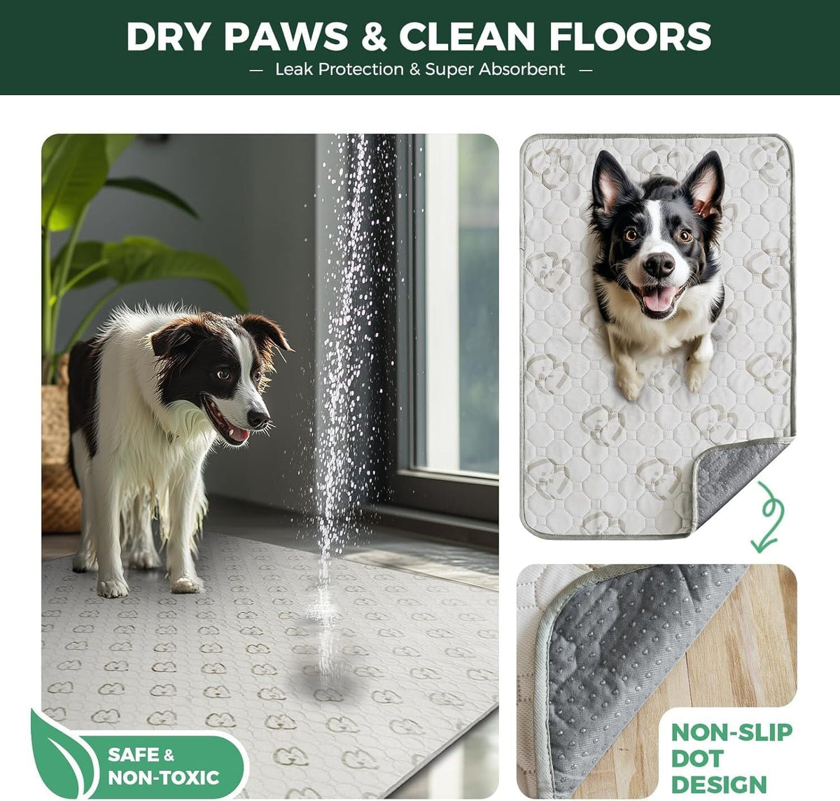 FXW Washable Pee Pads for Dogs, Super Absorbent, 71" Square, 2 Packs | Machine washable, Non-slip backing, Fits 32"/40"/45"H 8-Panel FXW Rollick/Homeplus Playpens