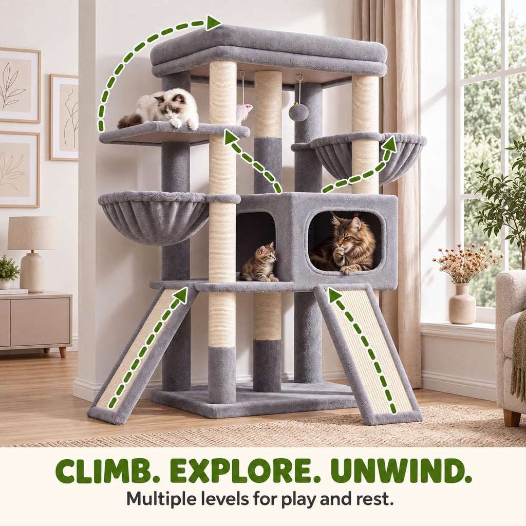 Globlazer Heavy Duty Cat Tree for Large Cats, 25.5in Wide Top Perch, S52F