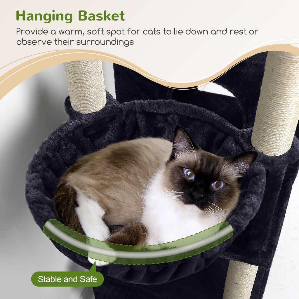 Globlazer F71 Cat Tree Tall, 71in Cat Tower for Indoor Cats, Dark Gray