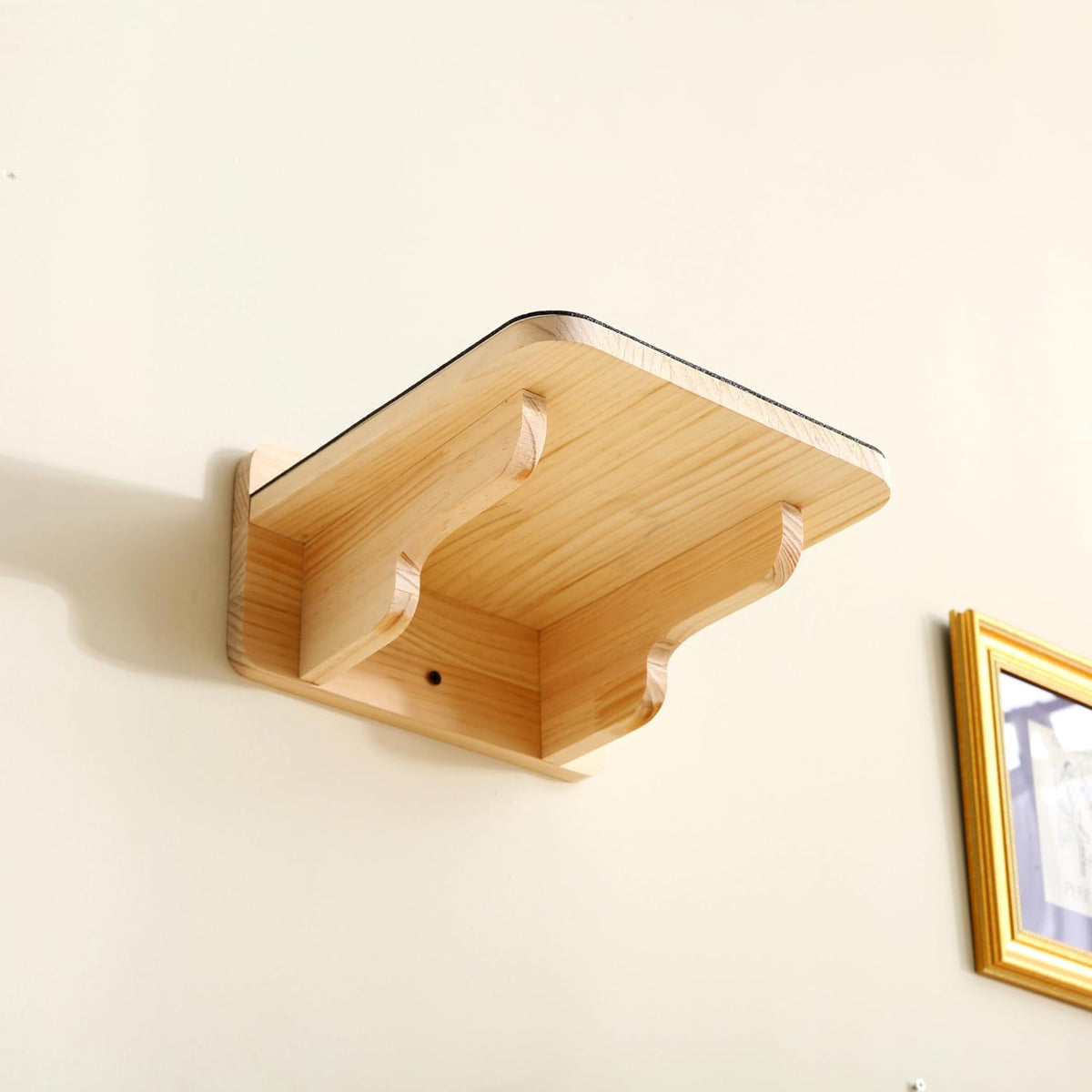 SHENGOCASE 9.8" x 9.8" Solid Wood Wall Mounted Large Cat Steps, Furniture, Shelves, Stairs, Perch