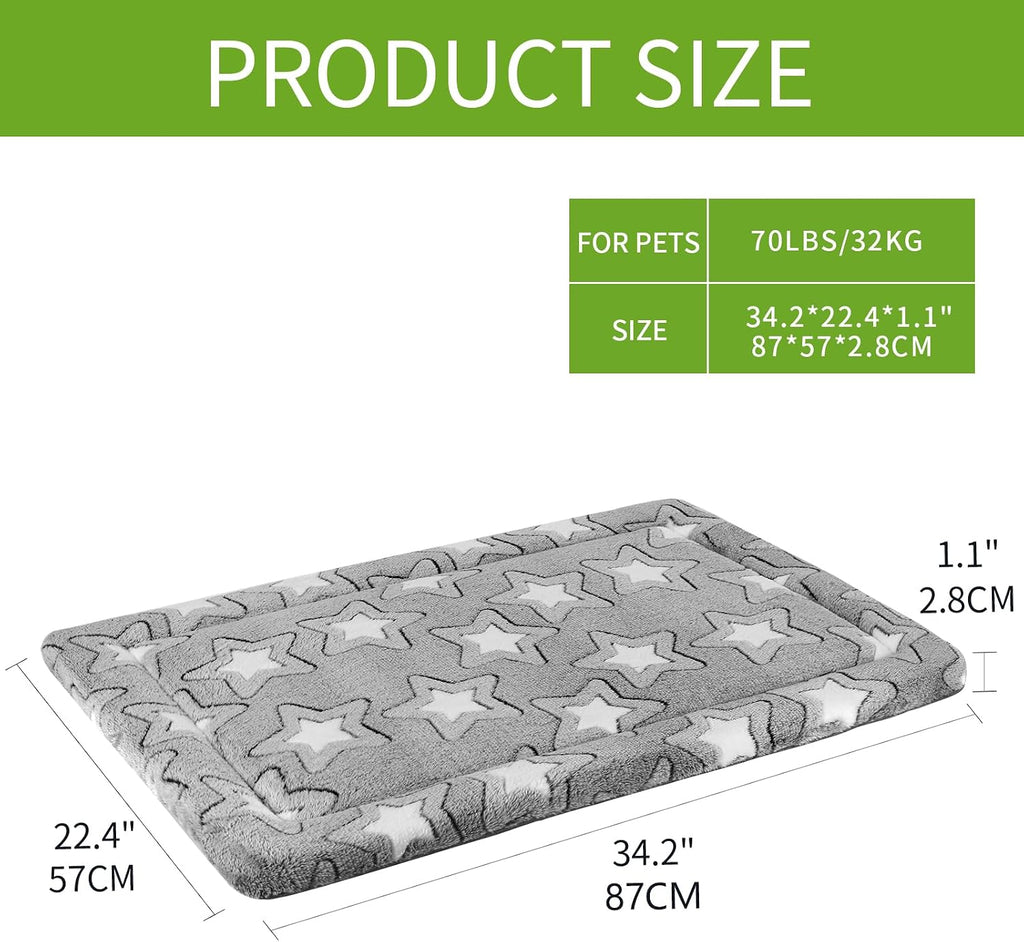 EMPSIGN Dog Crate Pad for 36"x24" Dog Crate, Star Pattern/Grey