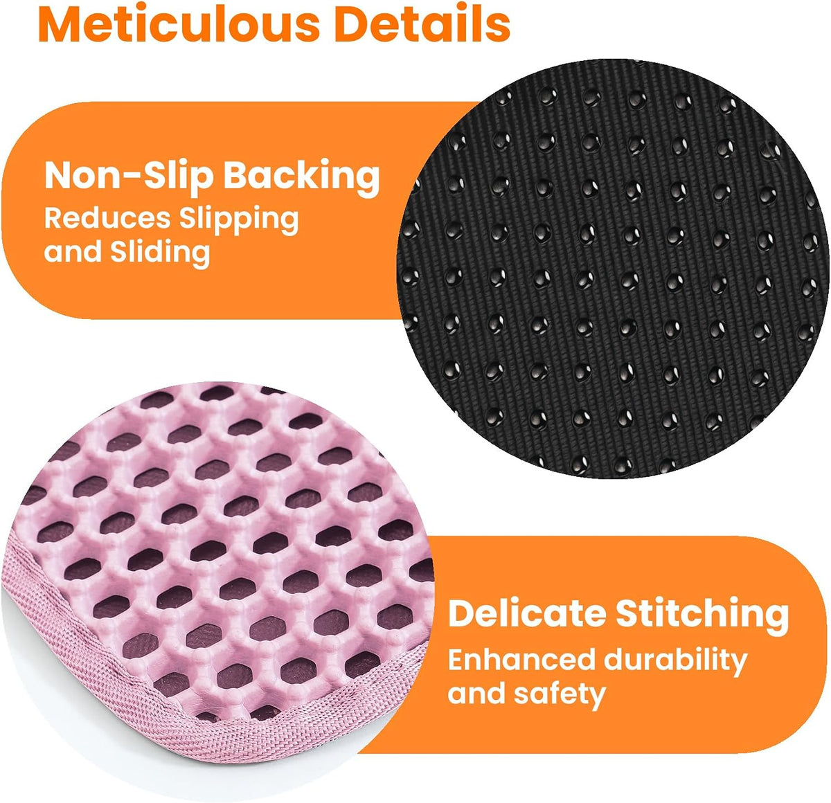 Cat Litter Mat, Double Layer Honeycomb Litter Box Mat | 24x18”, Efficient Litter Trapping, Easy to Clean, Waterproof, Non-Slip, Soft on Paws, Scratch Resistant, Pink, Large
