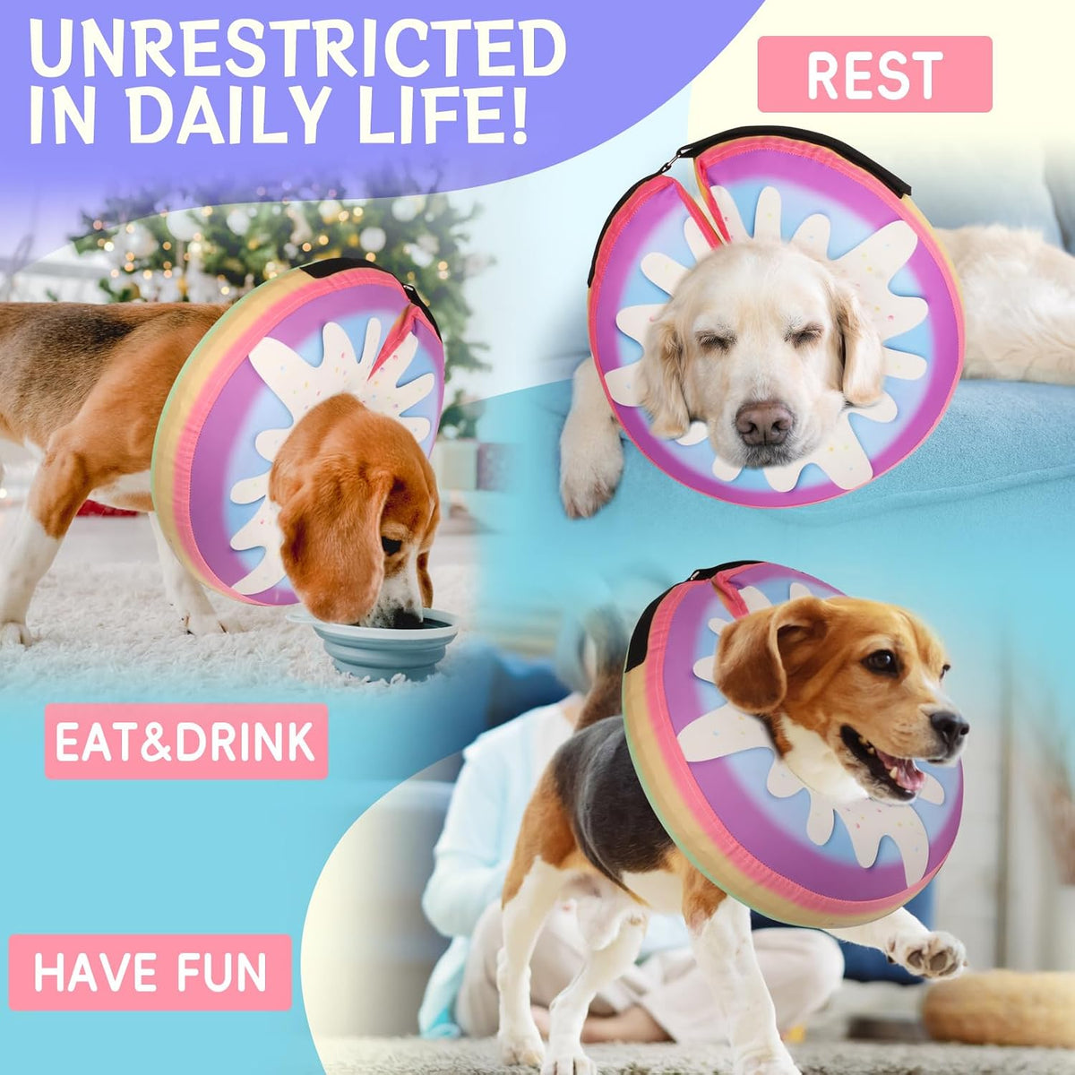 Inflatable Dog Cone Collar Alternative After Surgery, Donut Soft Neck Cone for Golden & German Shepherd Extra Large Dogs, etc, Protective Comfortable E Collar Recovery Cone Not Block Vision