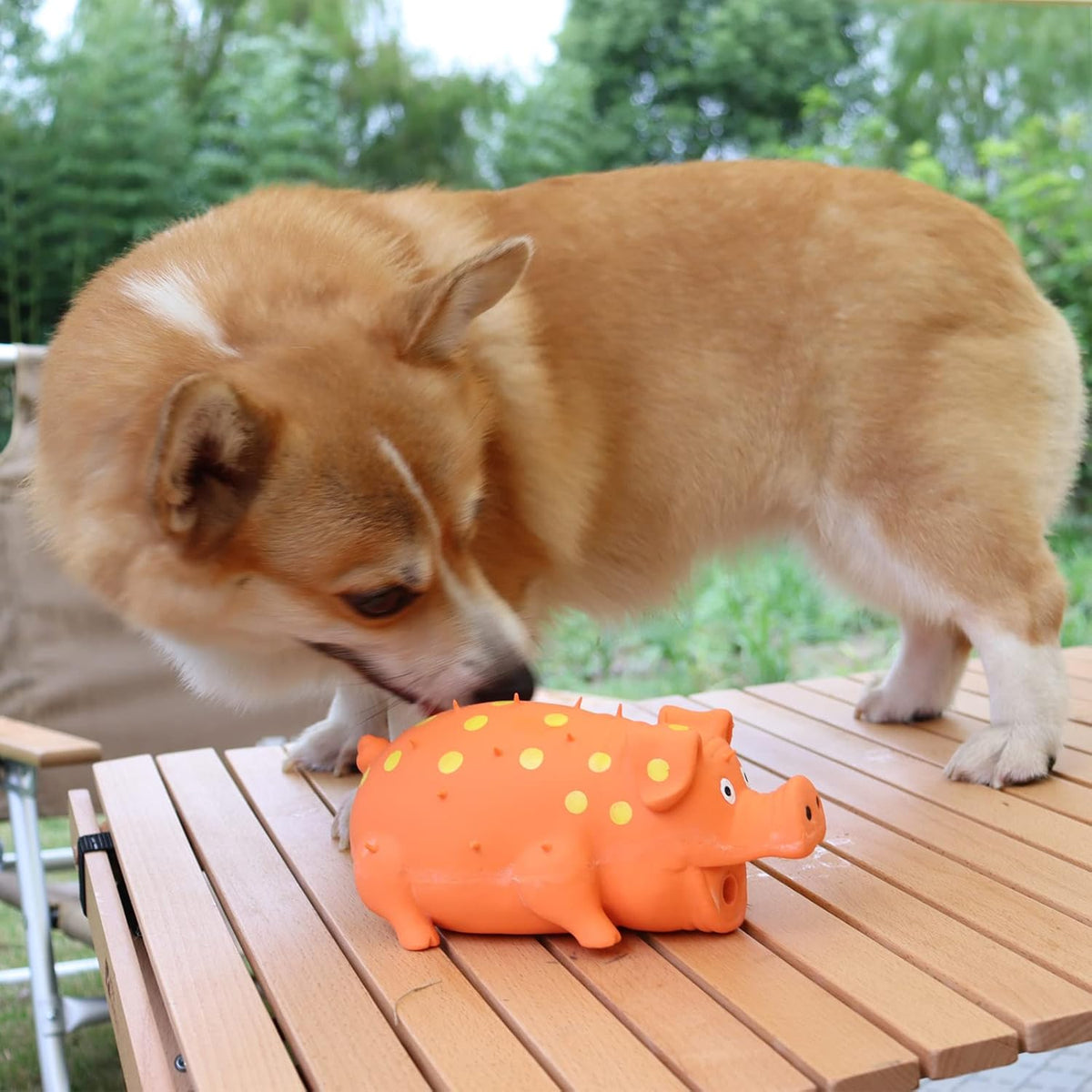 Squeaky Pig Dog Toy, 2 PCS Durable Latex Rubber Dog Toys for Chewing