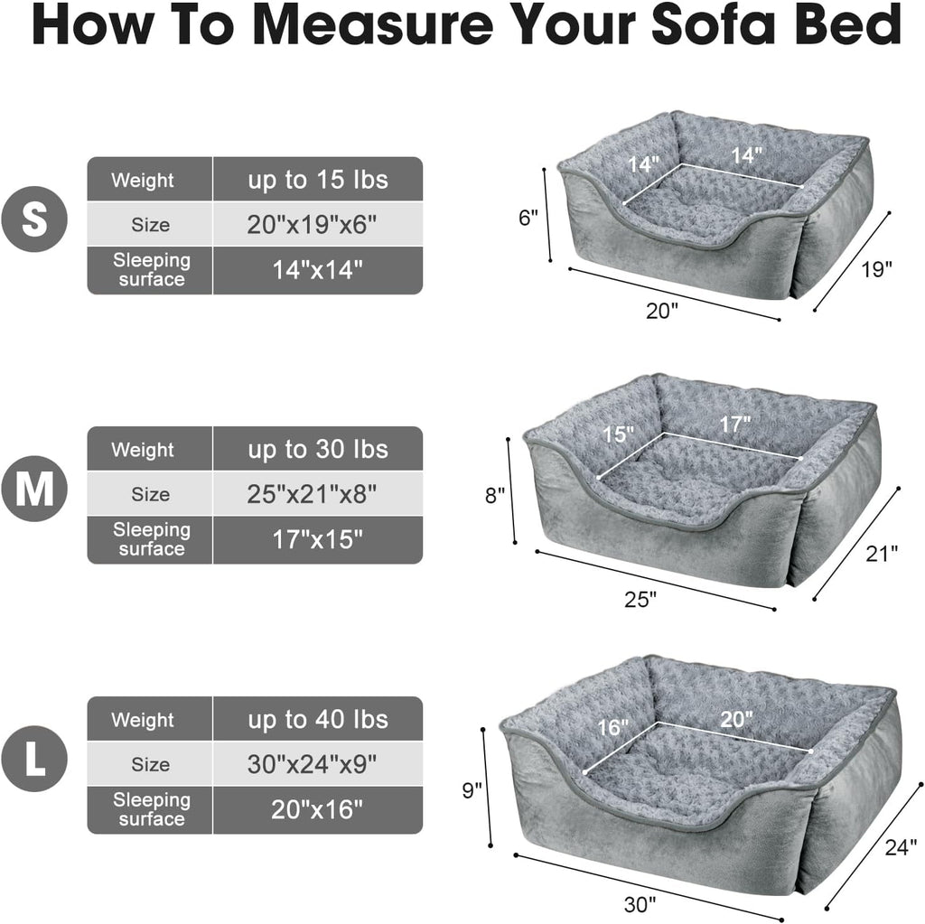JOEJOY Rectangle Dog Bed for Large Medium Small Dogs Machine Washable Sleeping Dog Sofa Bed Non-Slip Bottom Breathable Soft Puppy Bed Durable Orthopedic Calming Pet Cuddler, Multiple Size, Grey