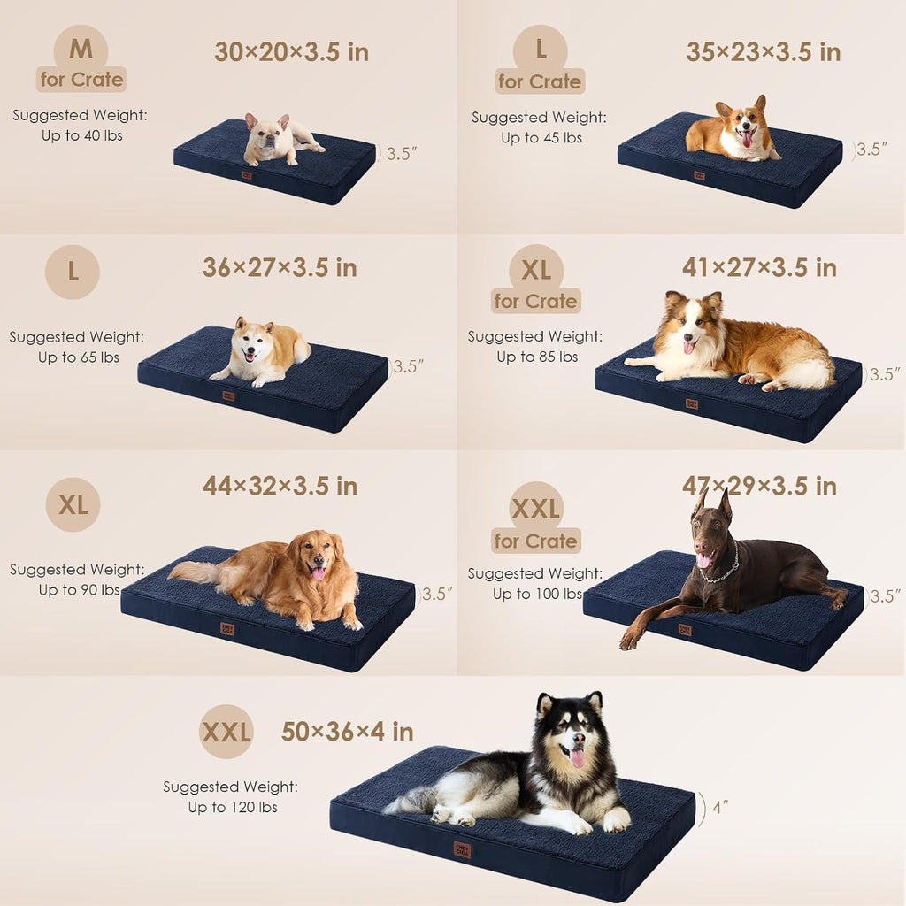 EHEYCIGA Orthopedic Dog Bed with Removable Washable Cover, Navy, 30x20