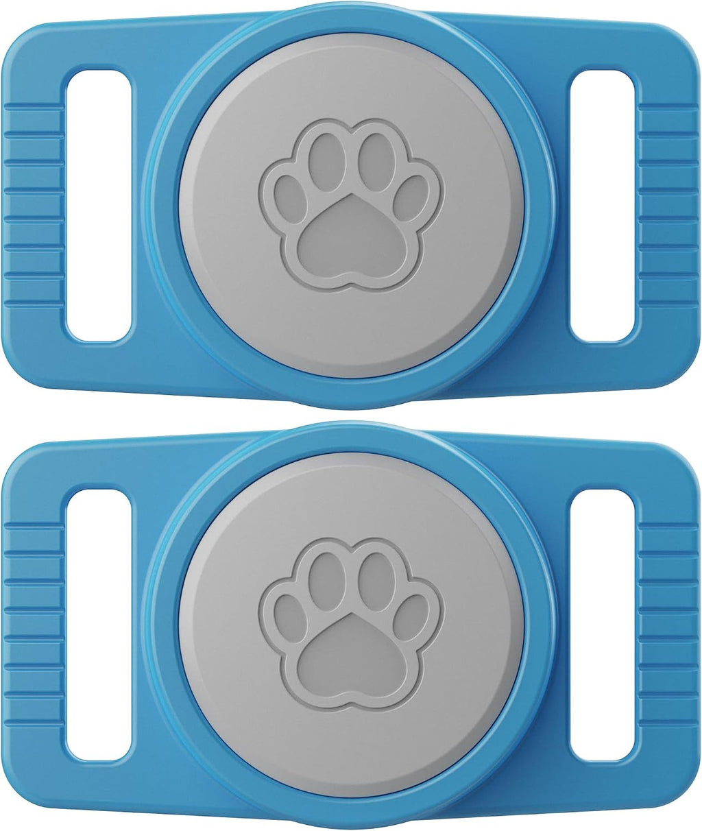 GOCII for Airtag Dog Collar Holder 2 Pack,Waterproof Dog Collar Holder for Apple AirTag(Gen 1 & 2),Silicone Air Tags Case for Dog Collars(Blue & Gray)