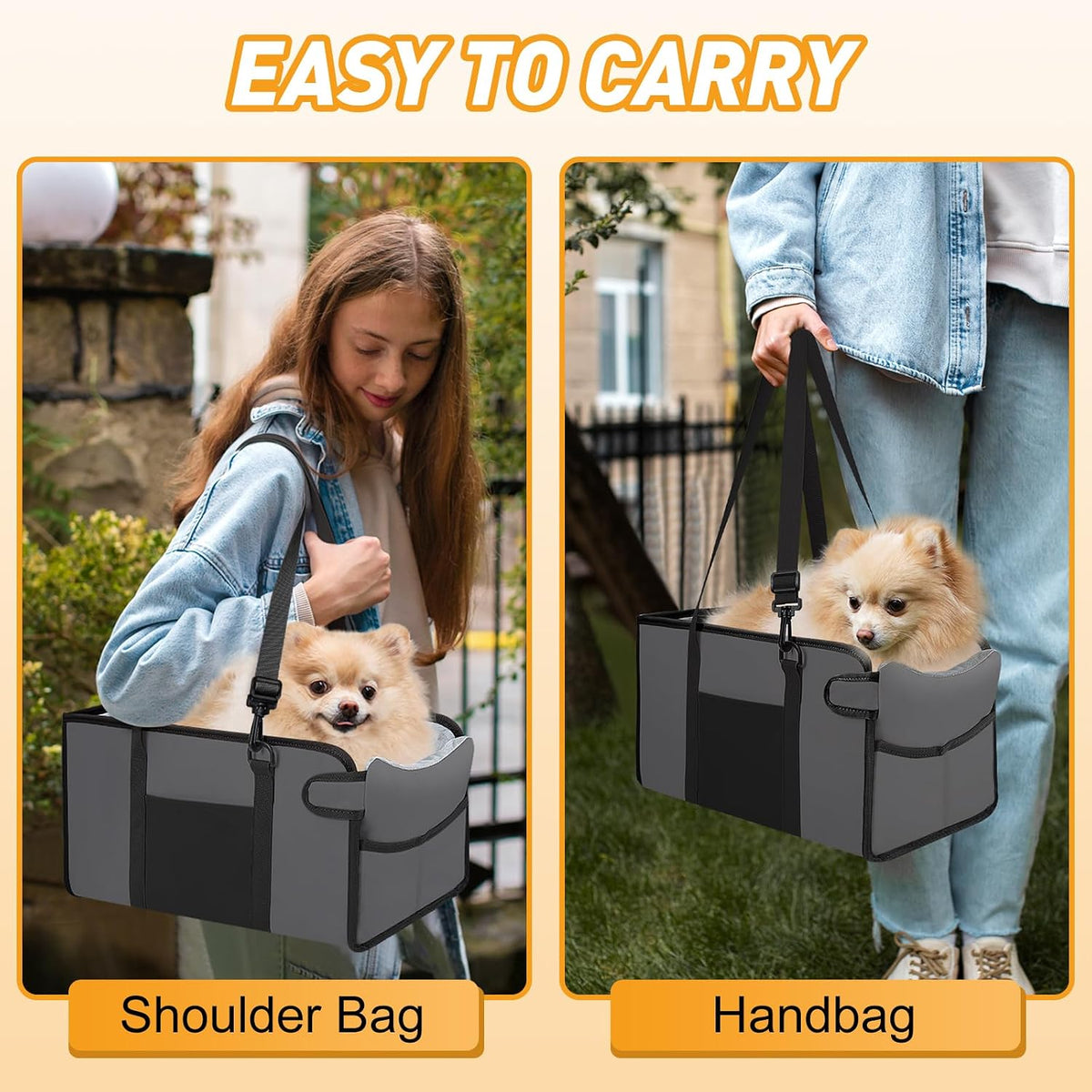 Portable Dog Car Seat for Small Dogs, Puppy Car Seat, Grey
