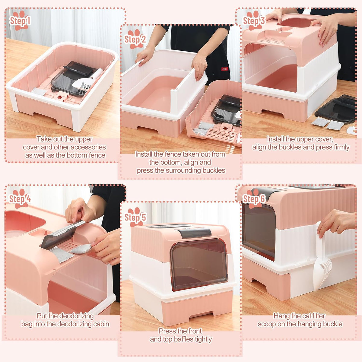 Tioncy 7 Pcs Kitten Litter Box Starter Kit, Enclosed with Shovel, Pink