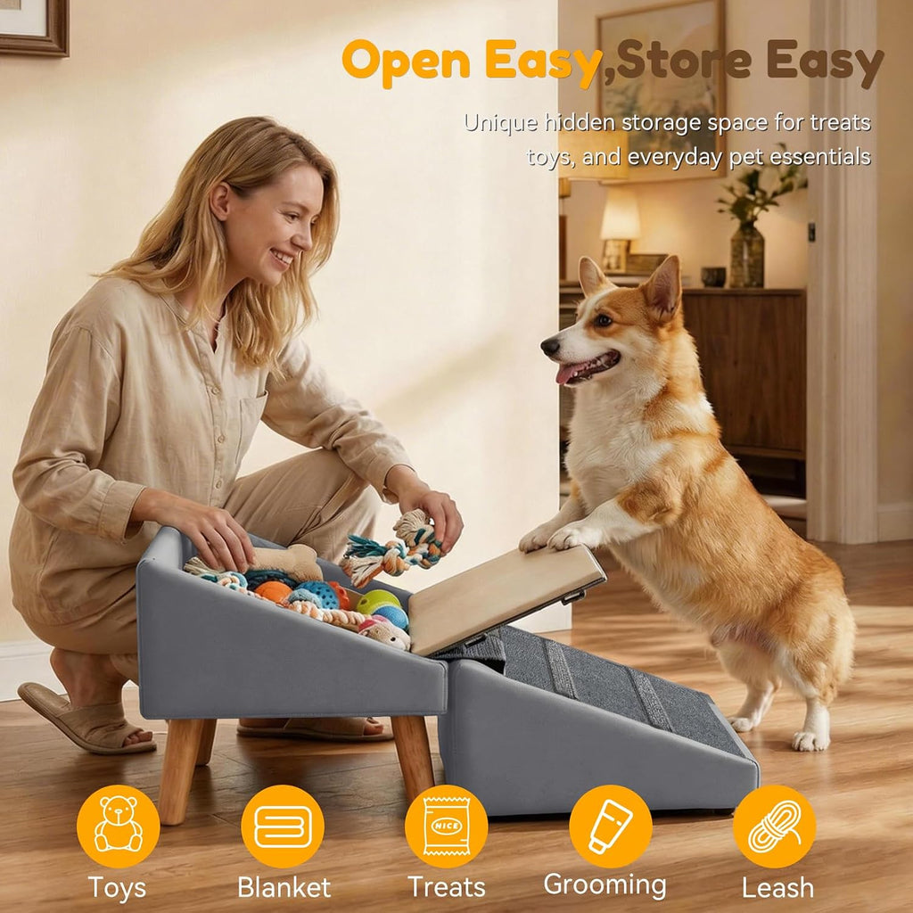 Dog Ramp for Couch, 3-in-1 Ottoman & Pet Stairs for Small Dogs