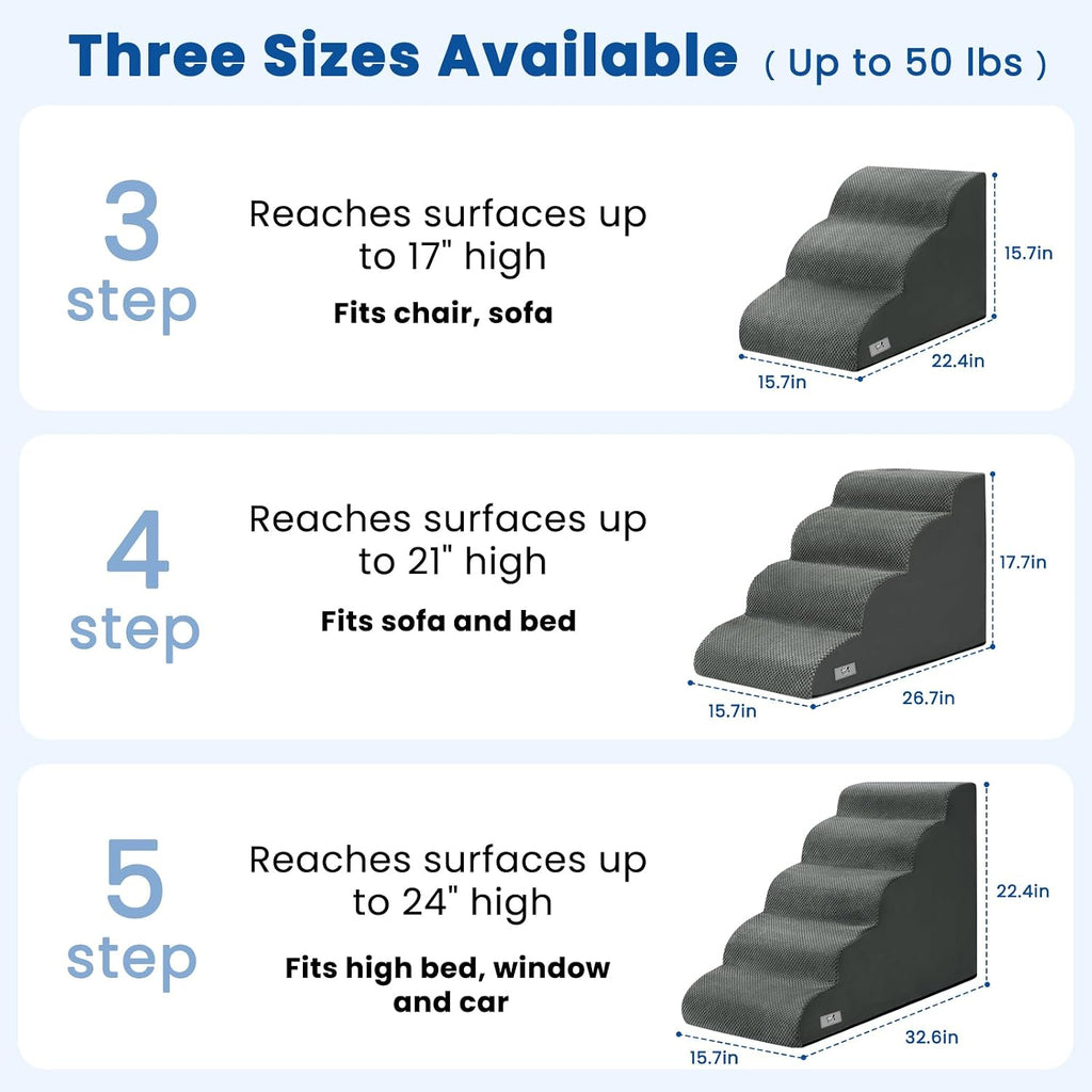 Dog Steps for Bed 17.7" H, 4-Step Pet Stairs Ramp for Small & Medium Dogs