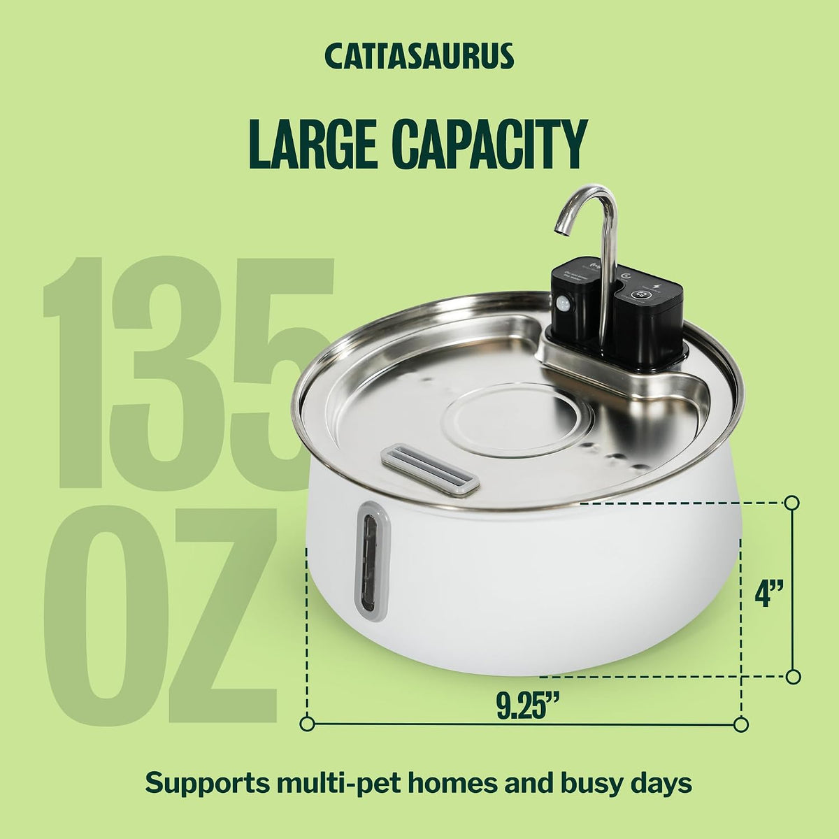 Cattasaurus Quarterly Filter Refills, Patent-Pending 6-Layer Filtration System for Wireless Stainless Steel Cat Water Fountain, Automatic Water Dispenser for Cats (White, 90-Day Supply)