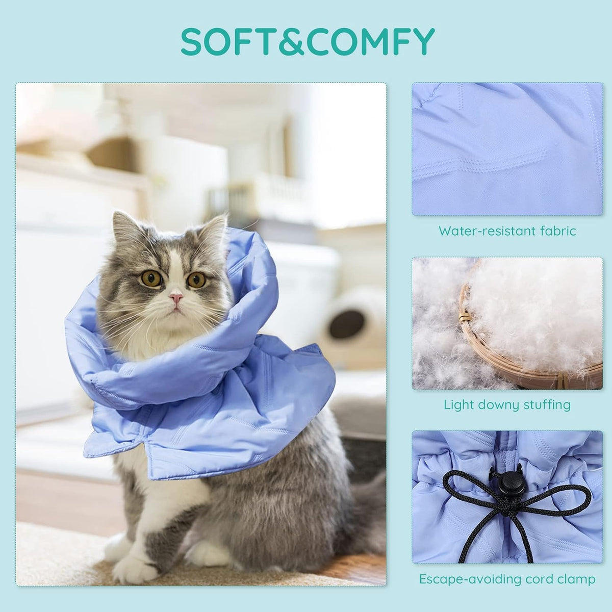 Cat Recovery Collar, Soft Adjustable Cat Cone Alternative